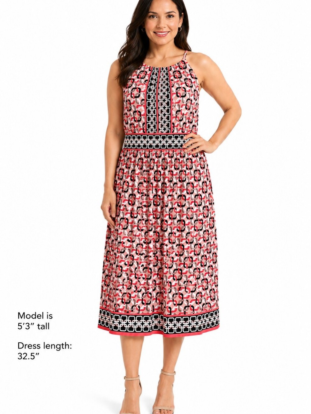 Eva Mendez For New York & Company 2015 Collection Abstract Midi Halter Dress XL